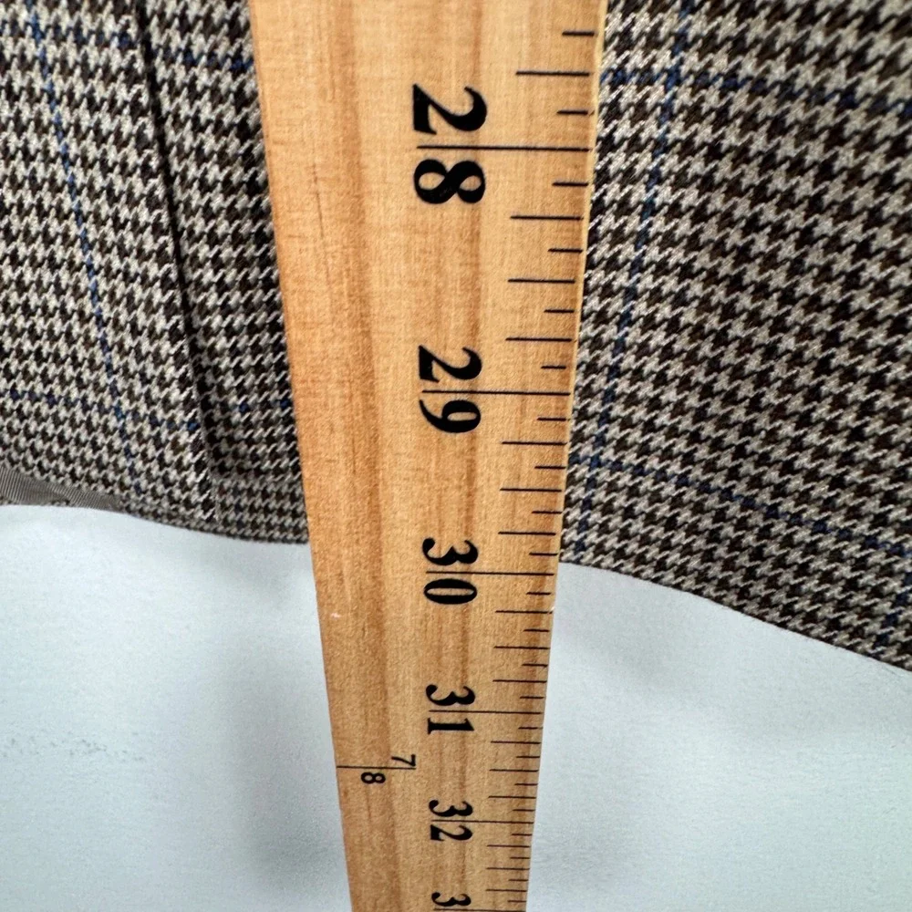 Lauren Ralph Lauren Blazer Sport Coat Men 44R Houndstooth Brown 2 Btn Poly Rayon